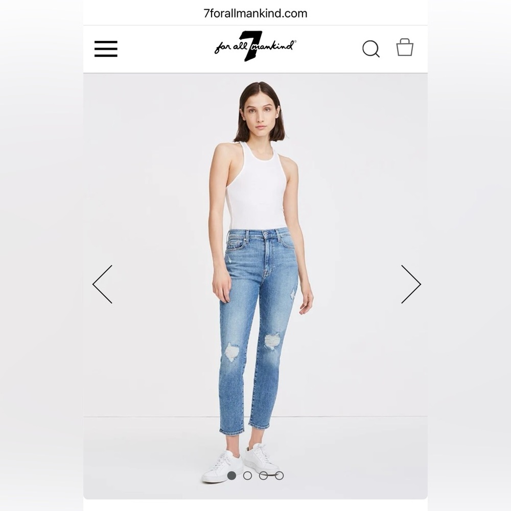 7 For All Mankind High Waisted Distressed Jeans